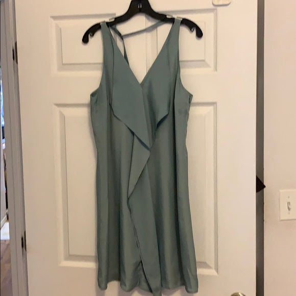 Grey blue dress with ruffles in front - Picture 1 of 4